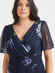 Scarlett & Jo Navy Blue Dandelion Isabelle Angel Sleeve Maxi Dress - Image 2 of 4