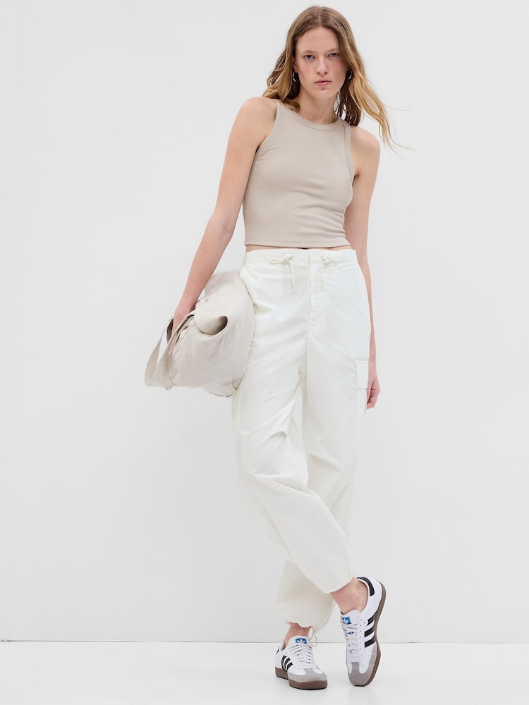 Gap White Cargo Parachute Trousers - Image 1 of 4