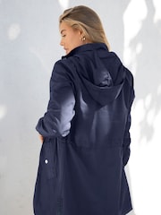 Lipsy Navy Blue Shower Resistant Rain Coat - Image 2 of 4