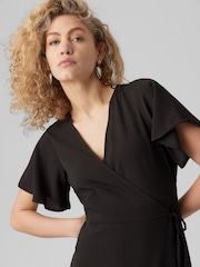 VERO MODA Black Wrap Midi Dress - Image 3 of 5