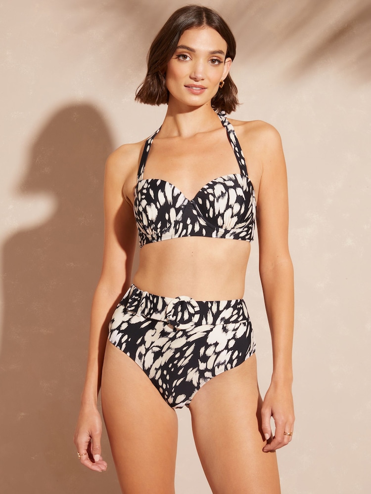 Črna, črno-bela - Dolg bikini top z zavezovanjem za vratom Love & Roses - Slika 2 iz 4