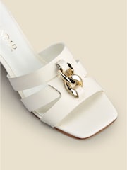 Sosandar White Leather Low Block Heel Chain Trim Mule - Image 4 of 4