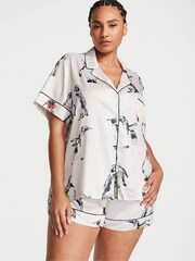 Victoria's Secret Coconut White Penguins Satin Short Pyjamas - Image 1 of 2