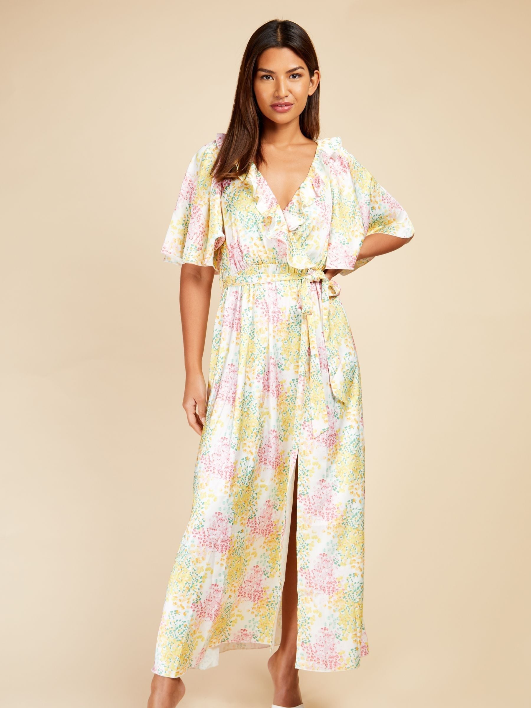 Buy Little Mistress Yellow Multi Blossom Wrap Maxi Dress from the Next UK  online shop