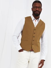 Joe Browns Brown Linen Mix Smarten Up Waistcoat - Image 1 of 5
