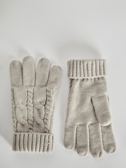 Lipsy Light Grey Cosy Cable Gloves - Image 1 of 3