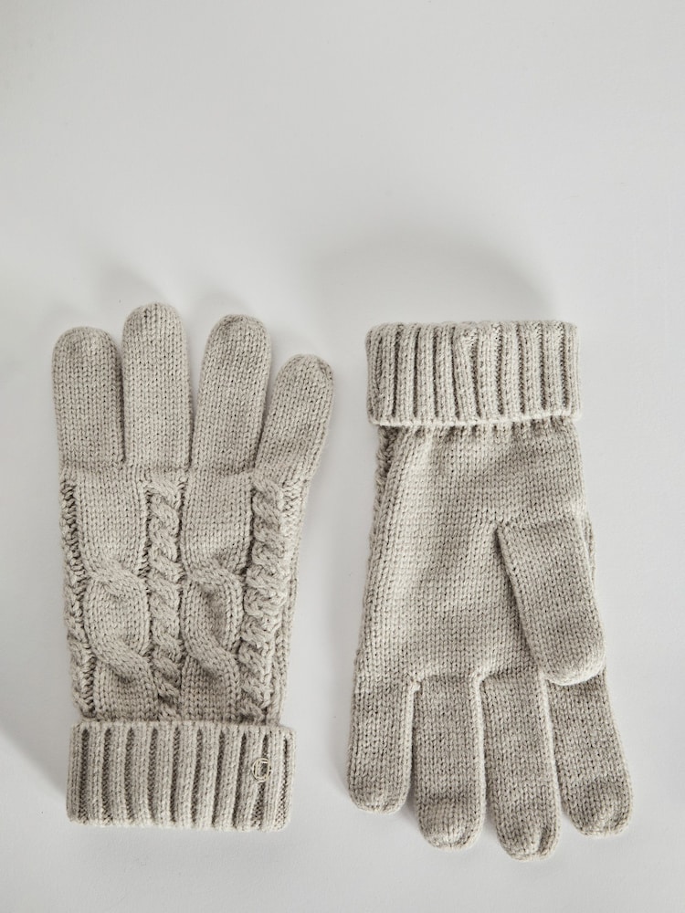 Lipsy Light Grey Cosy Cable Gloves - Image 1 of 3