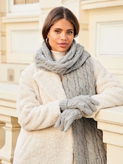 Lipsy Light Grey Cosy Cable Gloves - Image 3 of 3