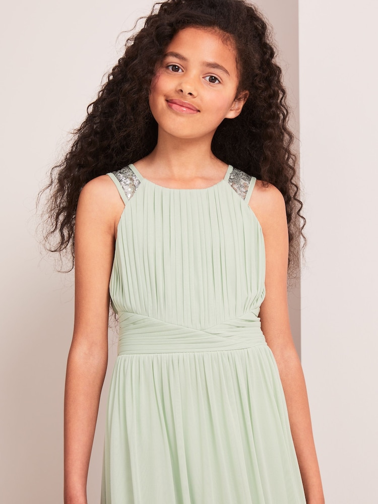Lipsy Sage Green Embellished Strap Midi Occasion Dress - Image 3 of 3