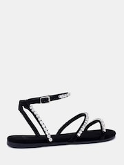 Novo Black Tamar Embelished Diamante Strappy Flat Sandal - Image 3 of 3