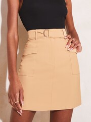 Lipsy Camel Utility Pocket Belted Mini Skirt - Image 4 of 4