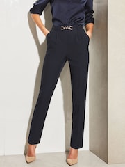 Lipsy Navy Blue Tailored Trim Detail Slim Leg Trousers - Image 1 of 4