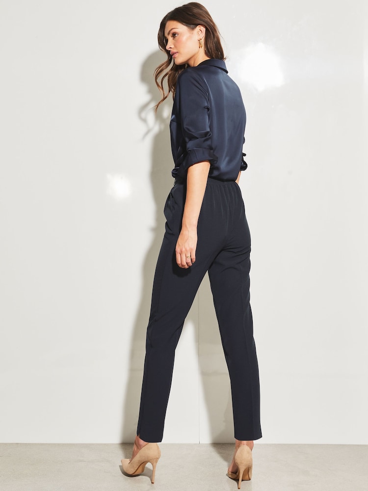 Lipsy Navy Blue Tailored Trim Detail Slim Leg Trousers - Image 2 of 4