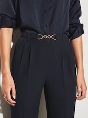 Lipsy Navy Blue Tailored Trim Detail Slim Leg Trousers - Image 4 of 4