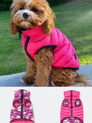 Lipsy Pink/Red Reversible Zip Dog Padded Coat - Image 1 of 4