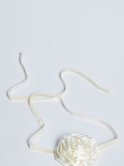Lipsy White Satin Flower Corsage Choker Necklace - Image 4 of 4