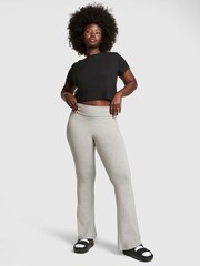Victoria's Secret PINK Heather Charcoal Grey Cotton Foldover Flare Legging - Image 1 of 3