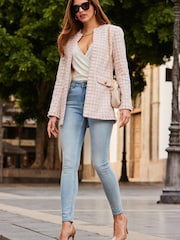 Sosandar Pink Boucle Collarless Jacket - Image 2 of 5