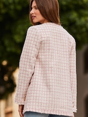 Sosandar Pink Boucle Collarless Jacket - Image 4 of 5
