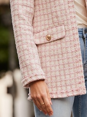 Sosandar Pink Boucle Collarless Jacket - Image 5 of 5