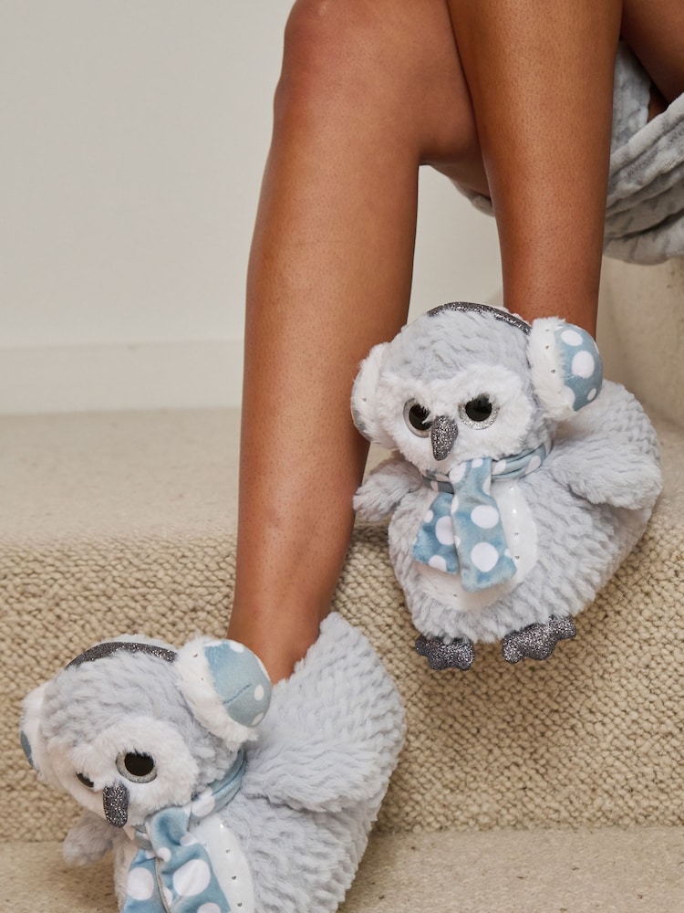 Loungeable Grey Tye Dye Penguin Slippers - Image 2 of 2