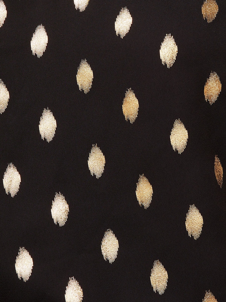 Love & Roses Black and Gold Metallic V Neck V Back Woven Vest - Image 3 of 3 Love & Roses Black and Gold Metallic V Neck V Back Woven Vest - Image 3 of 3