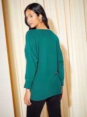 Friends Like These Green Batwing Knitted Off The Shoulder Jumper - Image 4 of 4