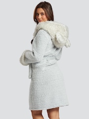Loungeable Grey Tipped Faux Fur Hood Borg Robe - Image 2 of 5