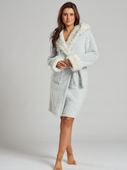 Loungeable Grey Tipped Faux Fur Hood Borg Robe - Image 3 of 5