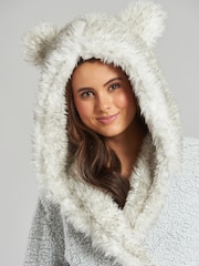 Loungeable Grey Tipped Faux Fur Hood Borg Robe - Image 5 of 5