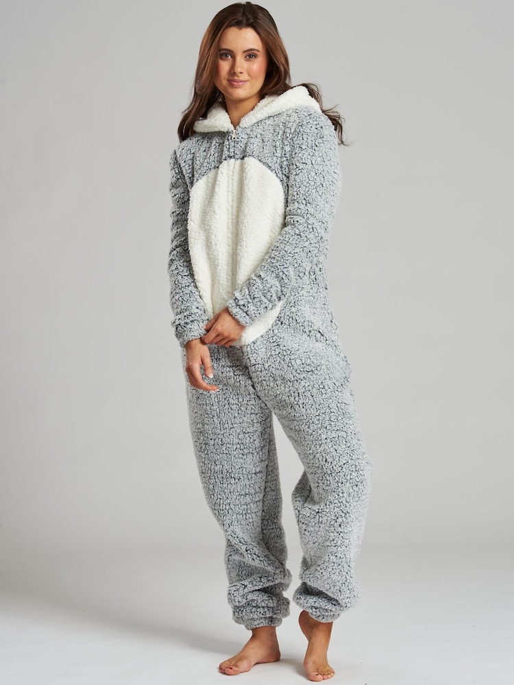 Loungeable Grey Panda Fleece All-In-One - Image 5 of 5