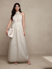 Banana Republic Beige Rhapsody Poplin Maxi Dress - Image 1 of 3