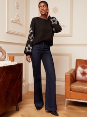 Love & Roses Black Star Sleeve Embellished Sweatshirt - Image 4 of 4