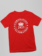 The Print Press Red Coronation Celebration White Logo Kids T-Shirt - Image 2 of 3