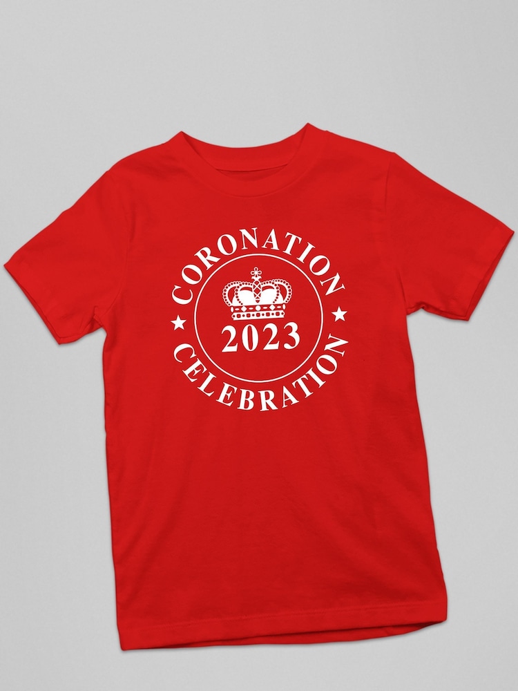 The Print Press Red Coronation Celebration White Logo Kids T-Shirt - Image 2 of 3
