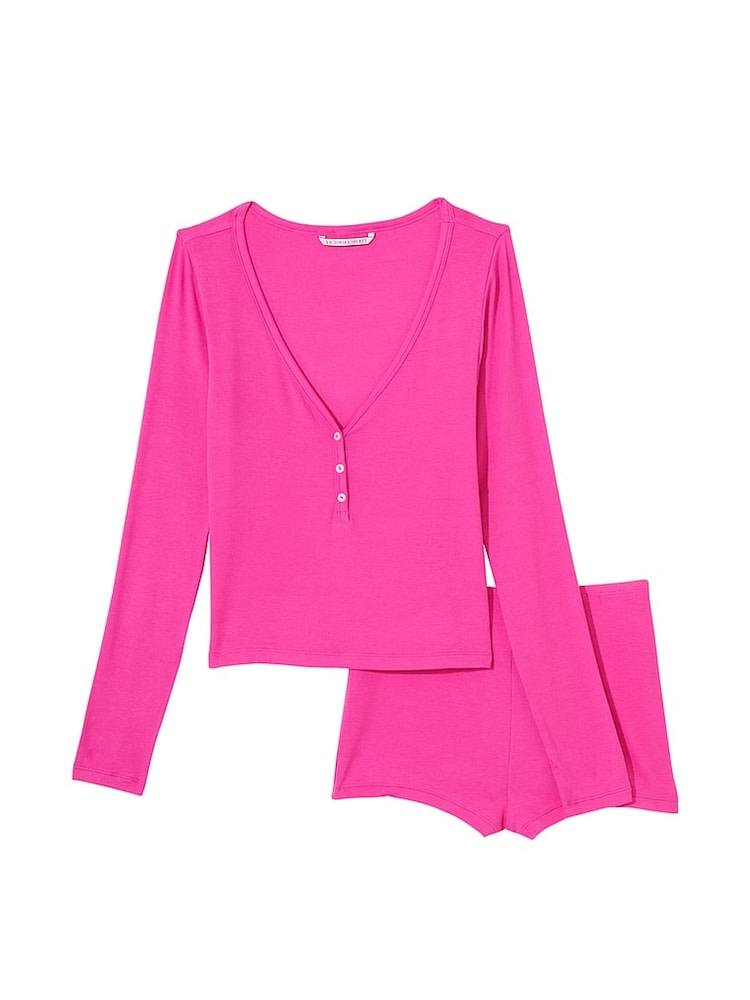 Victoria's Secret Fucshia Frenzy Pink Modal Short Pyjamas - Image 3 of 3 Victoria's Secret Fucshia Frenzy Pink Modal Short Pyjamas - Image 3 of 3