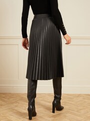 Love & Roses Black Faux Leather Pleated Midi Skirt - Image 4 of 4