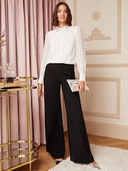 Love & Roses Ivory White Embellished Collar Lace Trim Shirt - Image 2 of 4