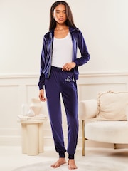 Lipsy Navy Blue Velour Jogger Trousers - Image 3 of 4