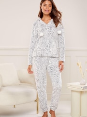 Lipsy Grey Cosy Pom Pom Loungewear Set - Image 3 of 4