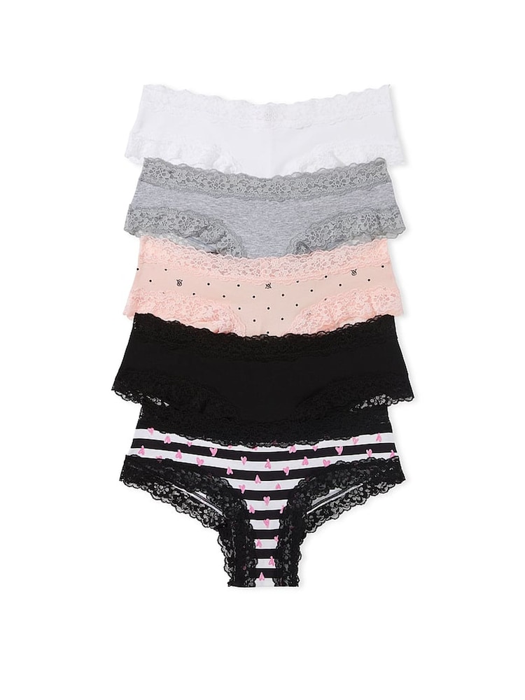 Victoria's Secret Black/Pink/Grey/White Cheeky 5 Pack Knickers - Image 1 of 1