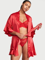 Victoria's Secret Lipstick Red Flounce Satin Robe - Image 1 of 3