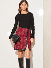 Lipsy Red 2 in 1 High Neck Long Sleeve Knitted Dress - Image 1 of 4