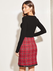 Lipsy Red 2 in 1 High Neck Long Sleeve Knitted Dress - Image 2 of 4