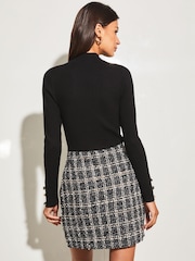 Lipsy Black 2 in 1 High Neck Long Sleeve Knitted Dress - Image 3 of 4