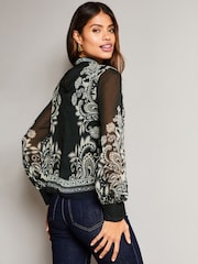 Lipsy Black White Paisley High Neck Long Sleeve Blouse - Image 2 of 4