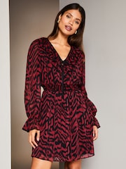 Lipsy Red Ruffle Skater Mini Dress - Image 1 of 4
