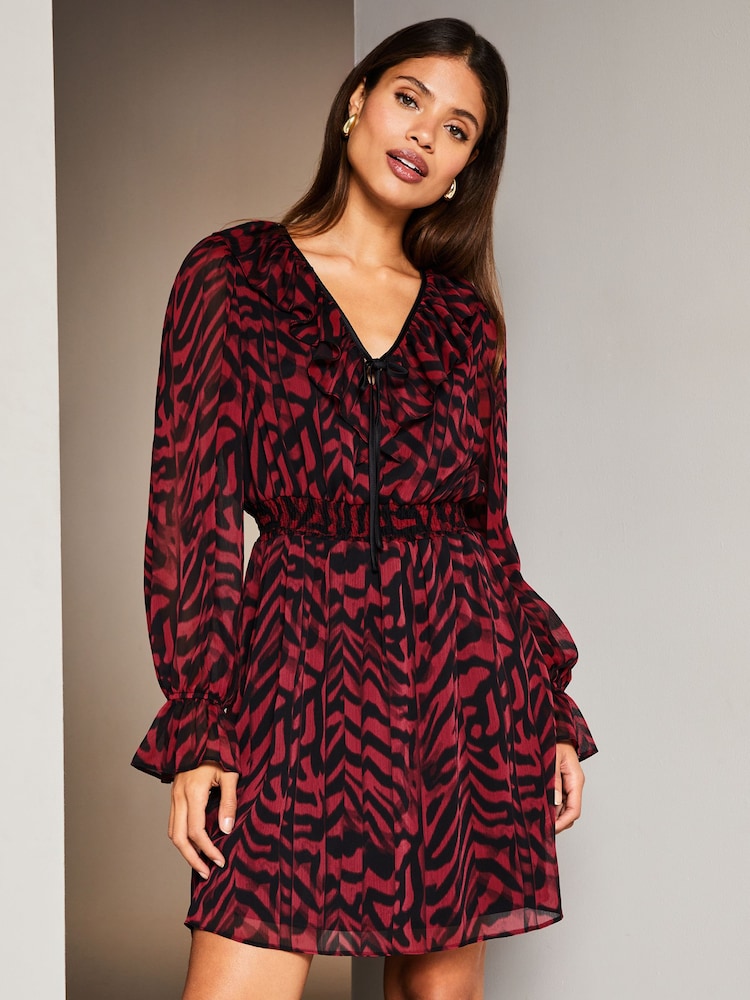 Lipsy Red Ruffle Skater Mini Dress - Image 1 of 4 Lipsy Red Ruffle Skater Mini Dress - Image 1 of 4