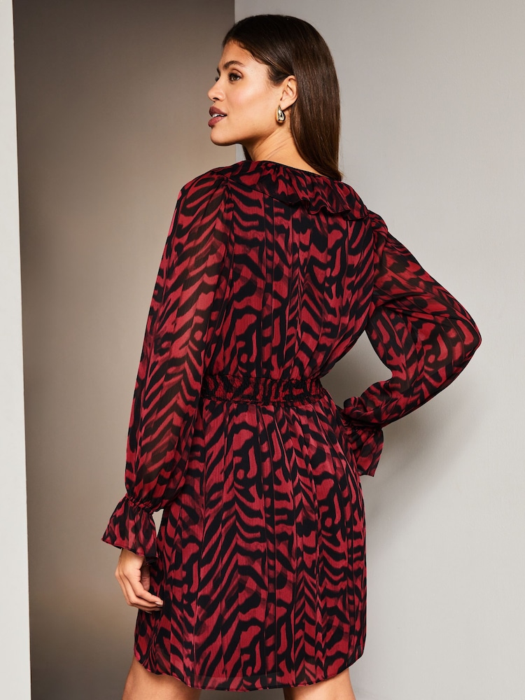 Lipsy Red Ruffle Skater Mini Dress - Image 2 of 4 Lipsy Red Ruffle Skater Mini Dress - Image 2 of 4