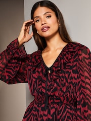 Lipsy Red Ruffle Skater Mini Dress - Image 4 of 4